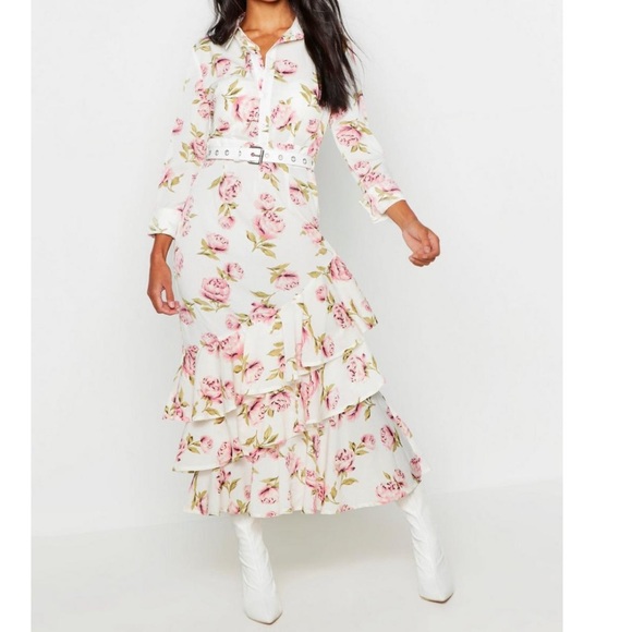 Boohoo Dresses & Skirts - NWT Boohoo button up floral maxi shirt dress